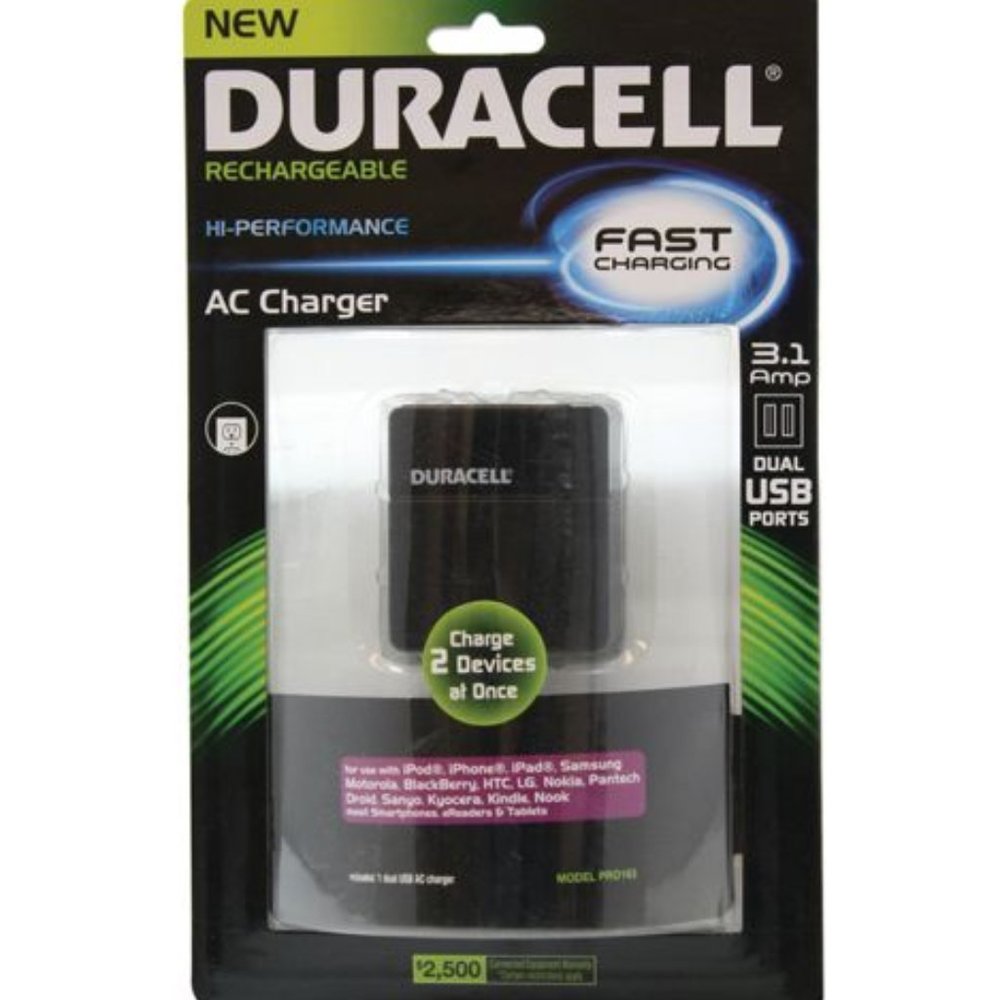 2 Duracell Dual USB AC Wall Charger PRO163